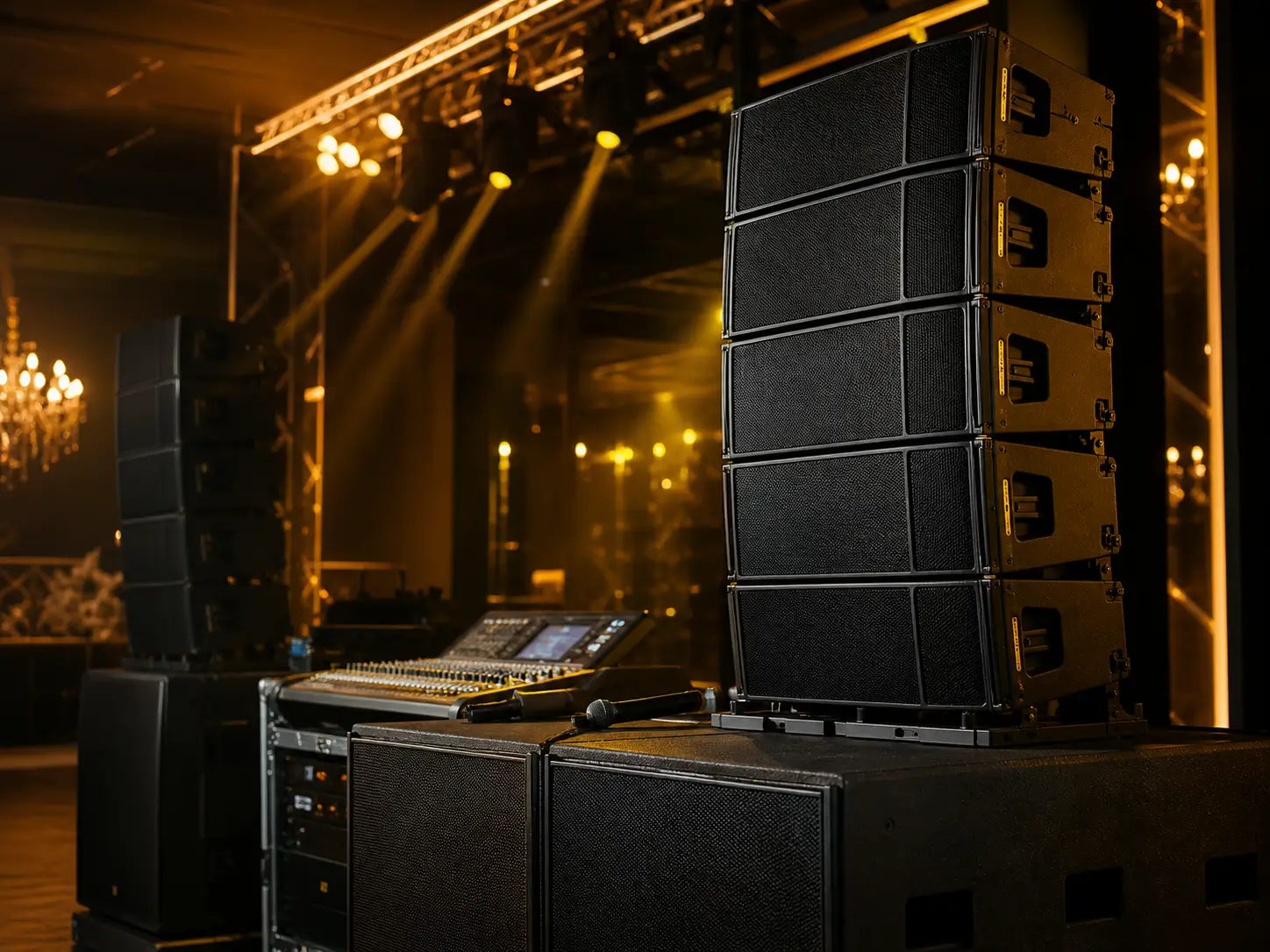Som e caixas para eventos